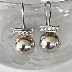 Silpada Sterling Silver Year Round Earrings W3005 Bead Ball Bar CZ